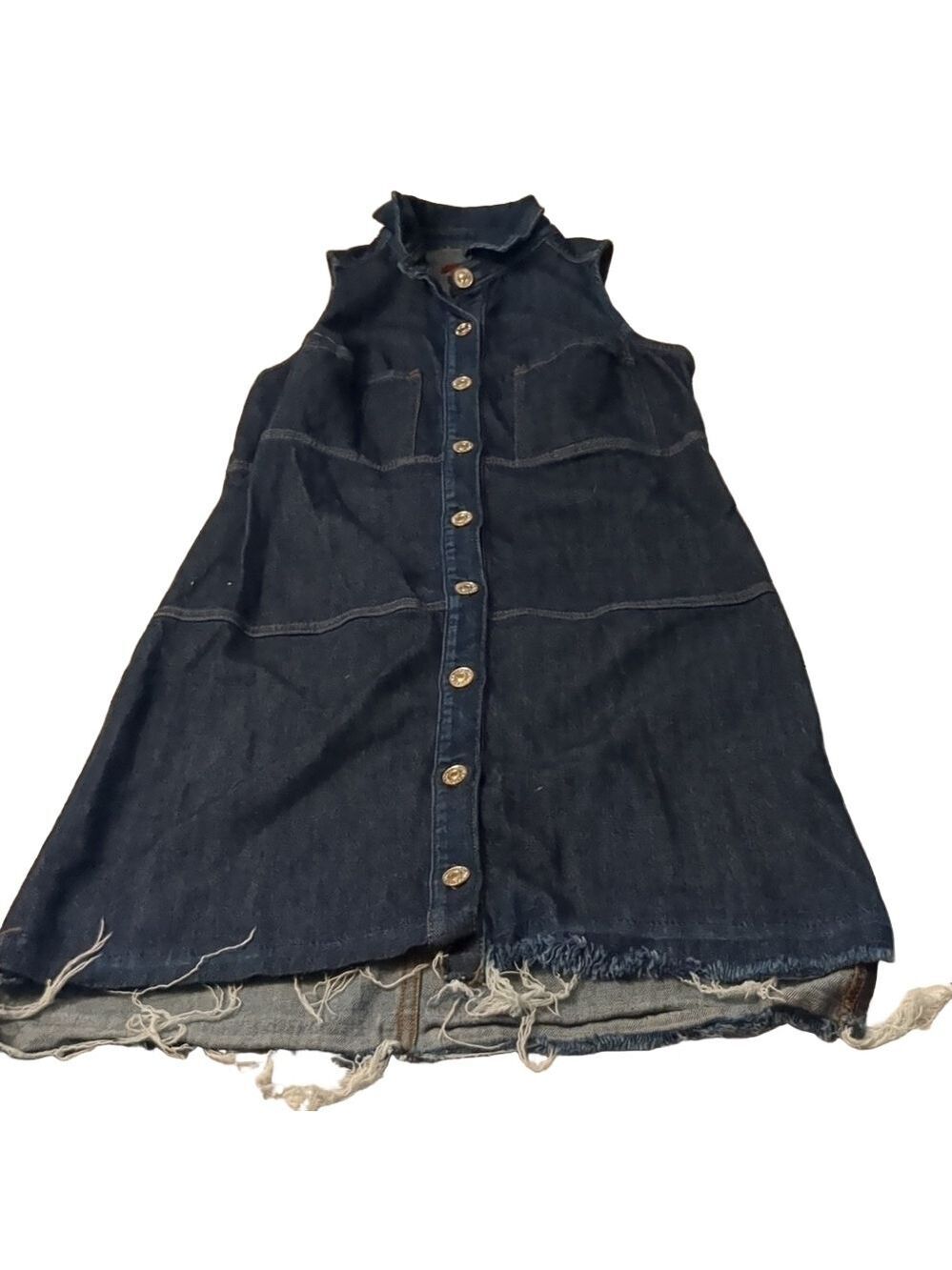 7 for all mankind denim raw hem button down dress size small